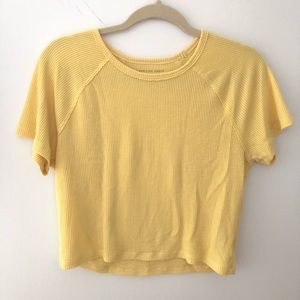 Yellow Cropped Waffle Tee Soft American Eagle XL